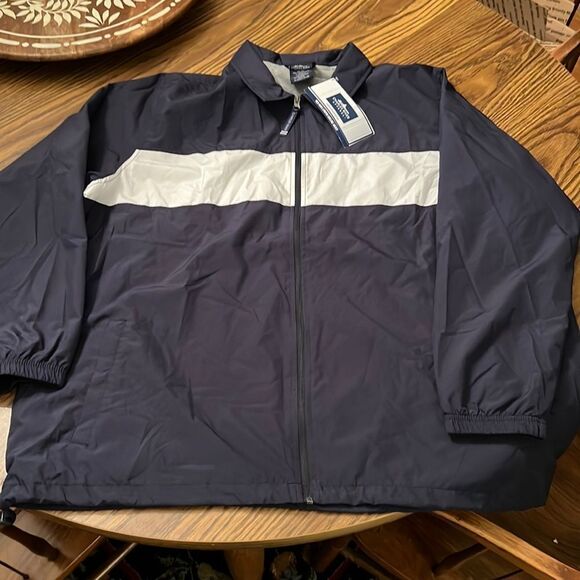 Mens Charles River Striped Sideline Jacket, XXL, Navy w/ white stripe, NWT - Picture 3 of 7
